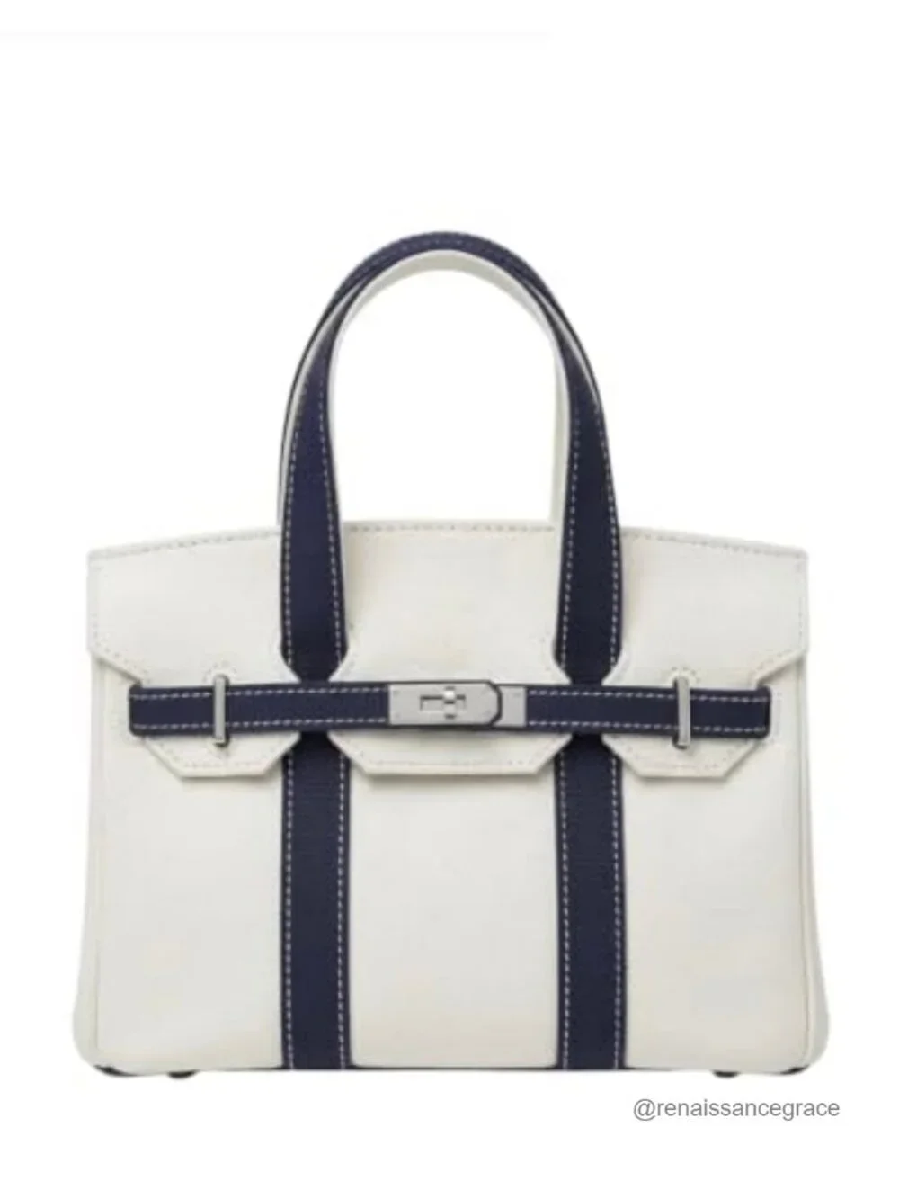 Structured Mini Tote Handbag with Top Handles and Turn-Lock Closure Canvas Purse